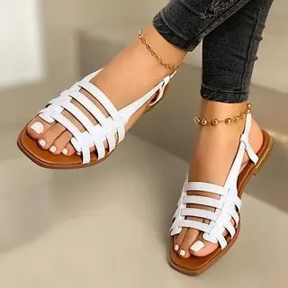 

NAKKESHMEN-2021 New European and American Summer Flat Round Casual Sandals Female Large Size 40-43