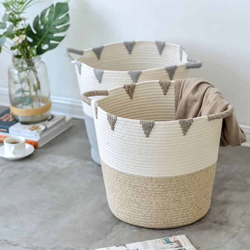 

Cotton Linen Ball Underwear Bra Storage Basket Dirty Garment Laundry Hamper Barrel Bedroom Organizer