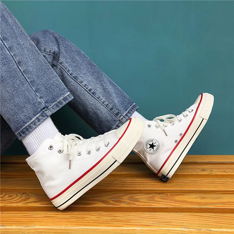 F755 white Новое поступление, Мужская парусиновая обувь, модная однотонная мужская Вулканизированная обувь, повседневная обувь на шнуровке, мужские кроссовки, Zapatills - Цвет: F755 white