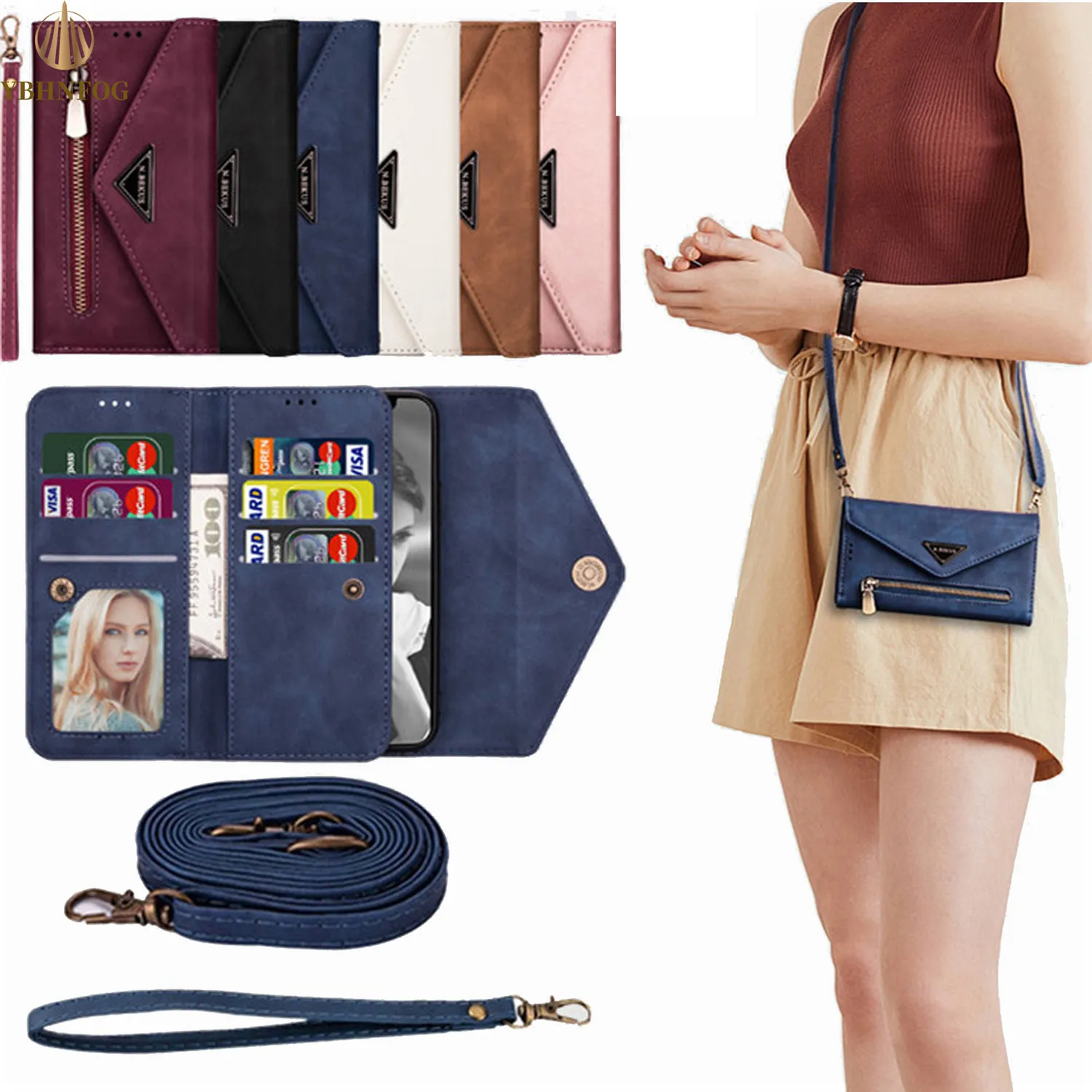 

Flip Case For iPhone X XS Max XR 12 13 Mini 11 Pro 6 6S 7 8 Plus SE 2020 Zipper Leather Multi Slots Wallet Holder Stand Cover