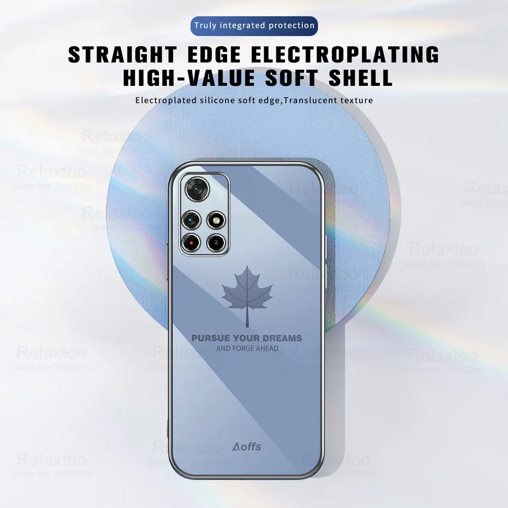 poko m4 pro 5g cases maple leaf plating phone case for poco m4 pro nfc pocco little m 4 pro 6 6in soft tpu camera protect cover free global shipping