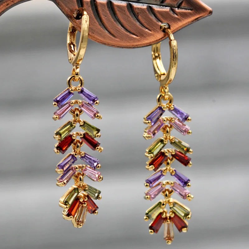 Роскошные чешские Модные серьги для Для женщин золотое покрытие с болтающимися