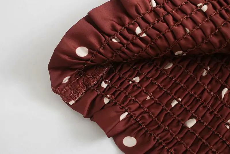 

New Women V Neck Polka Dots Print Short Blouse Office Ladies Hem Elastic Casual Slim Shirt Roupas Femininas Tops