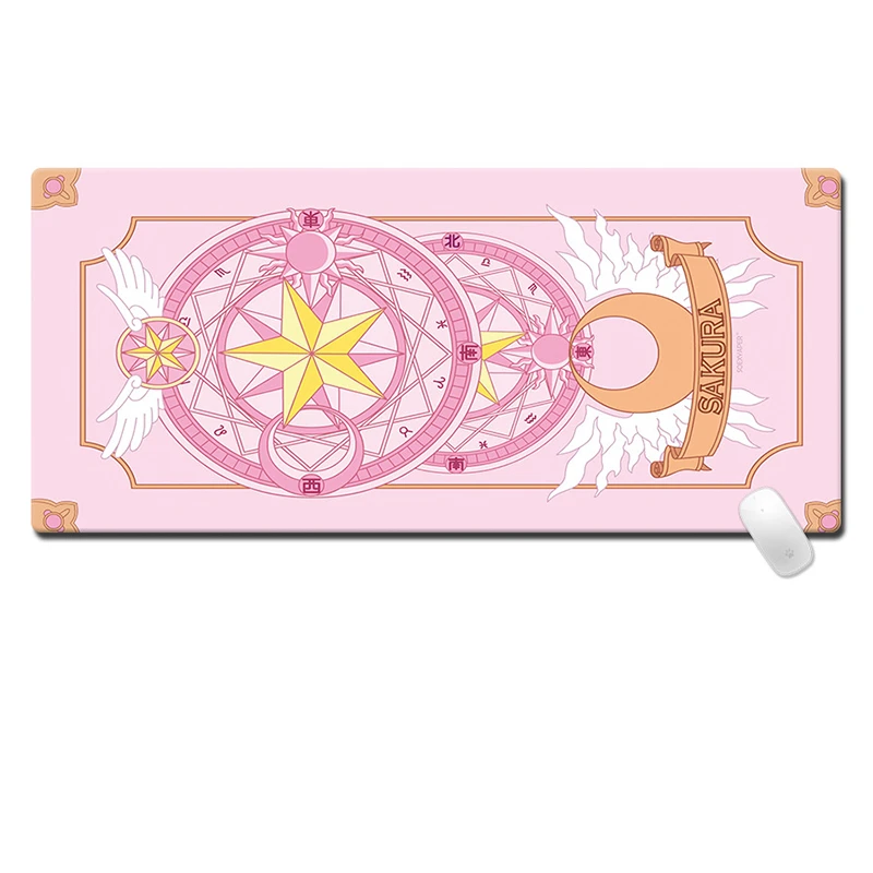 

Cartoon Locking Edge Mouse Pad Large Computer Gaming Mousepad Cute Girl Cat Natural Rubber Pad Table Desk Mat Mouse Keyboard