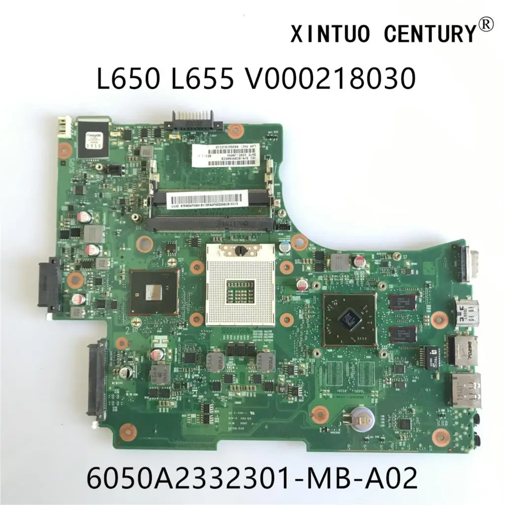 Материнская плата V000218030 6050A2332301 MB A02 для ноутбука Toshiba Satellite L650 L655 HM55 DDR3 W/ HD4500 GPU 100%