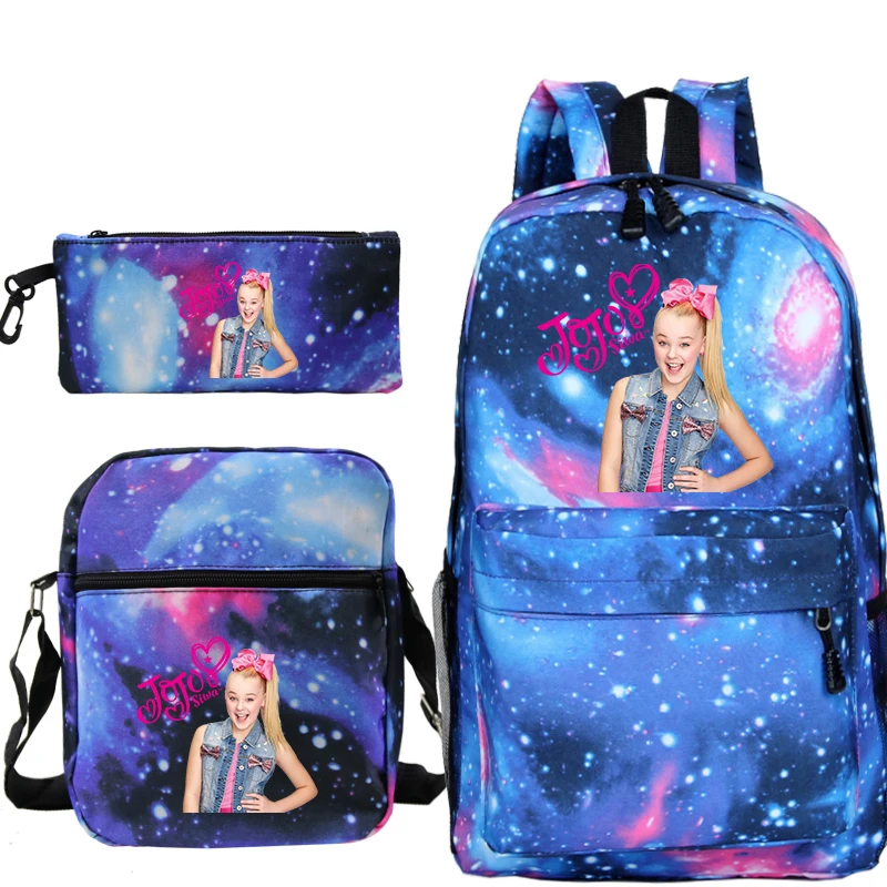 

Рюкзак Jojo siwa для мужчин и женщин, дорожные сумки для мальчиков и девочек, ранец для ноутбука, школьная сумка для подростков, 3 шт./компл.