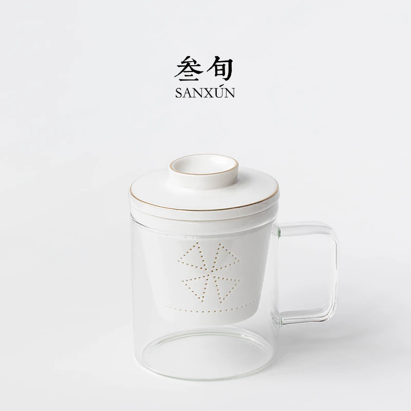 

Zhiya glass tea cup office ceramic filter tea cup mug mug with cover water cup flower tea cup