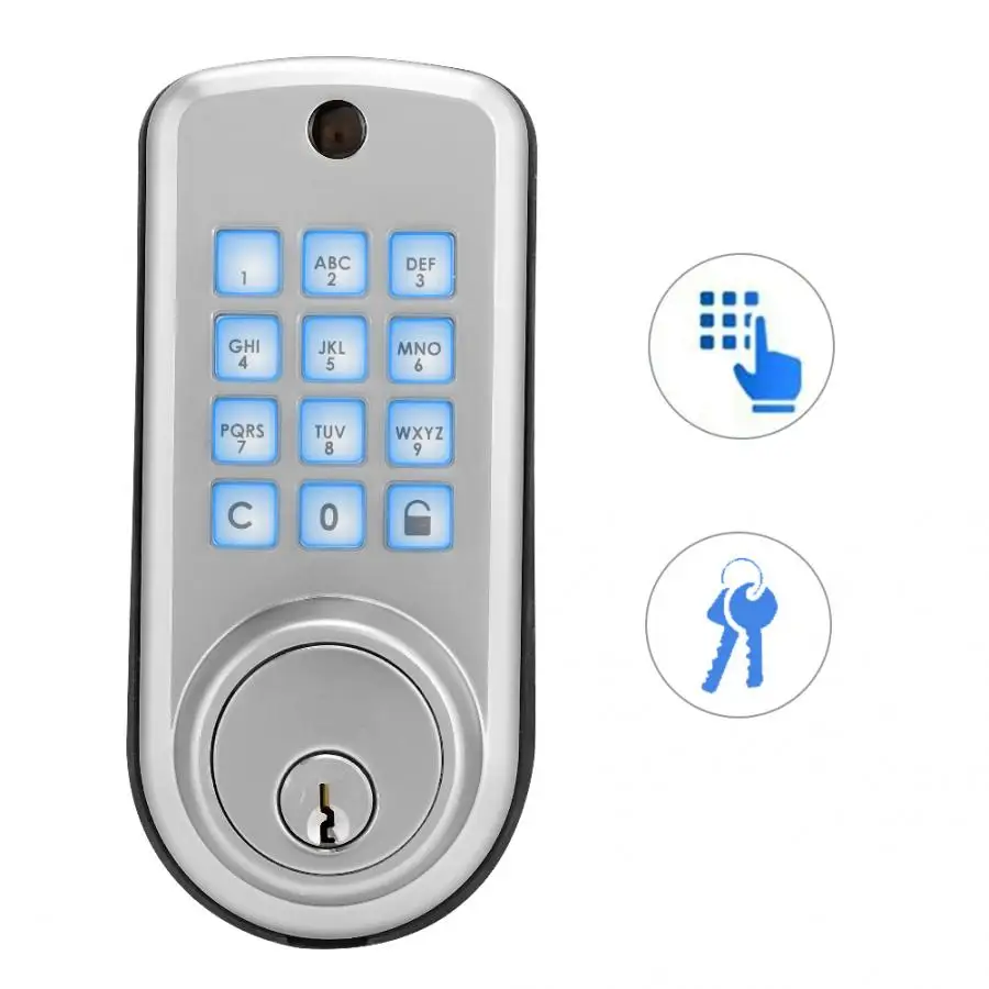 2.36-2.76in Adjustable Locking Tongue Smart Password Keypad Anti-Theft Electronic Door Lock with 2 Keys | Безопасность и защита