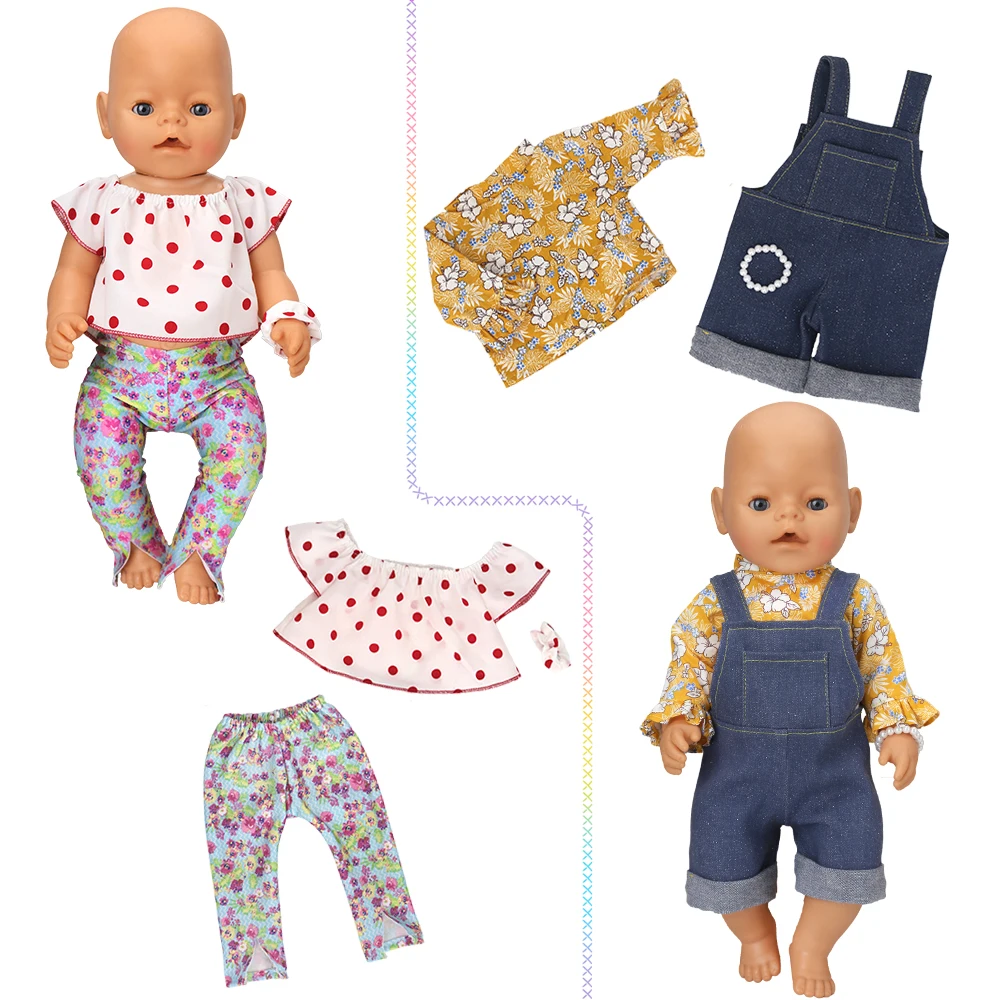 

NEW Toys Doll clothes 43-45cm new born doll American doll Fashion polka dot shirt jeans, skirts, shoes Girls gift