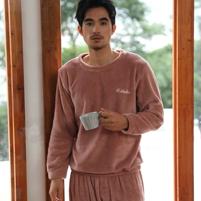 

Мужская зимняя Фланелевая пижама, пижама из кораллового флиса, одежда для сна, домашняя одежда, плотная теплая мягкая Домашняя одежда, костю...