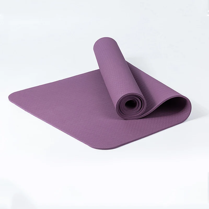 Purple TPE Эластичный Коврик для йоги для начинающих, нескользящий экологический коврик для фитнеса, пилатеса, монохромный ковер, коврики для тренажерного зала, 183 см* 63 см - Цвет: Purple