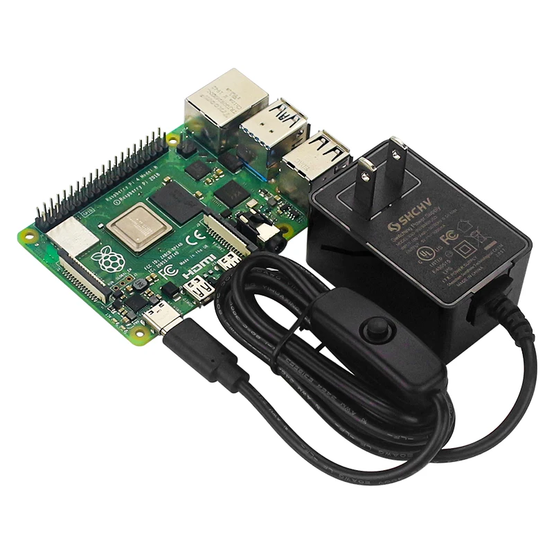 Блок питания SHCHV Raspberry Pi 4 5 В 3 А USB Type-C с выключателем сертификация CE зарядное