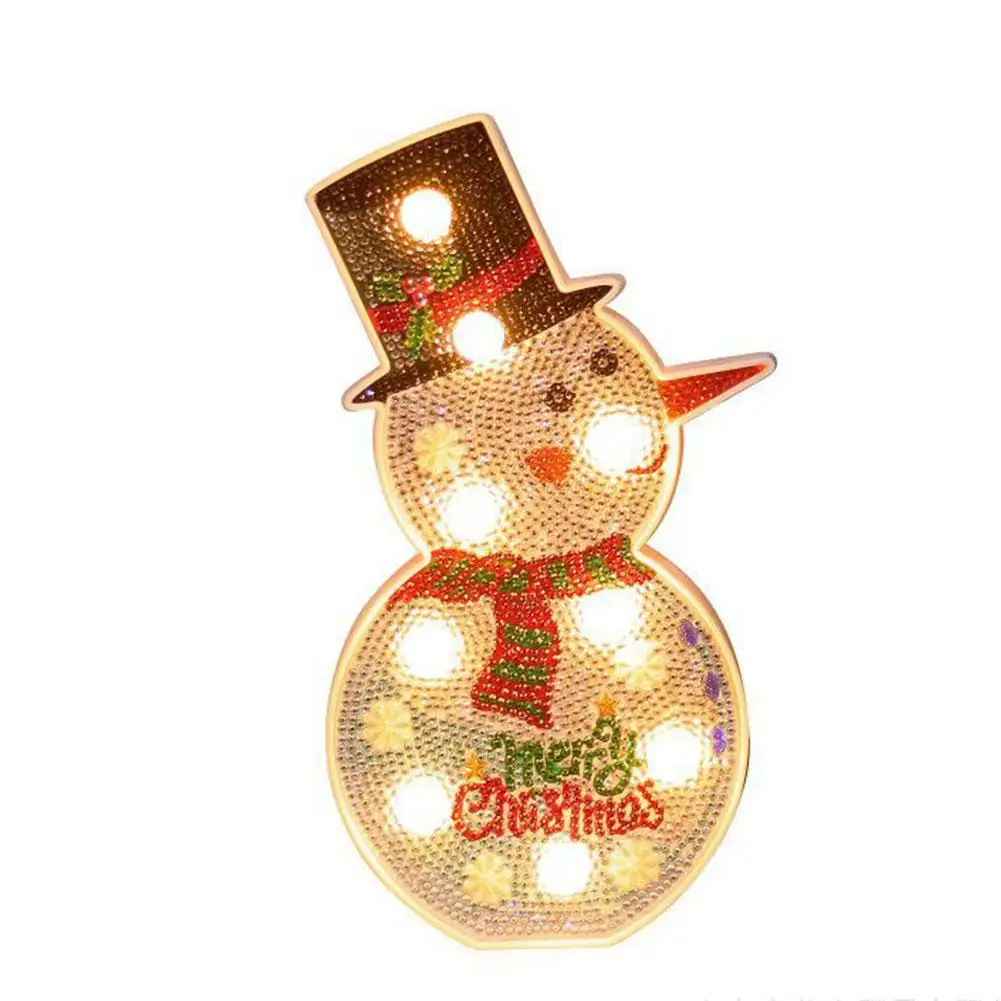 snowman Светодиодный Ночной светильник с алмазной росписью «сделай сам», Рождественская елка, снеговик, вышивка крестиком, настольная лампа, вышивка, домашний стол, свадебное украшение - Цвет: snowman
