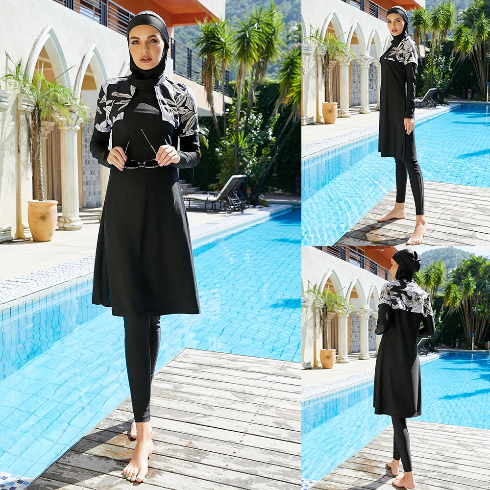 Женский Мусульманский купальник купальники Burkini Mujer Moslem Maillot De Bain Femme цельный