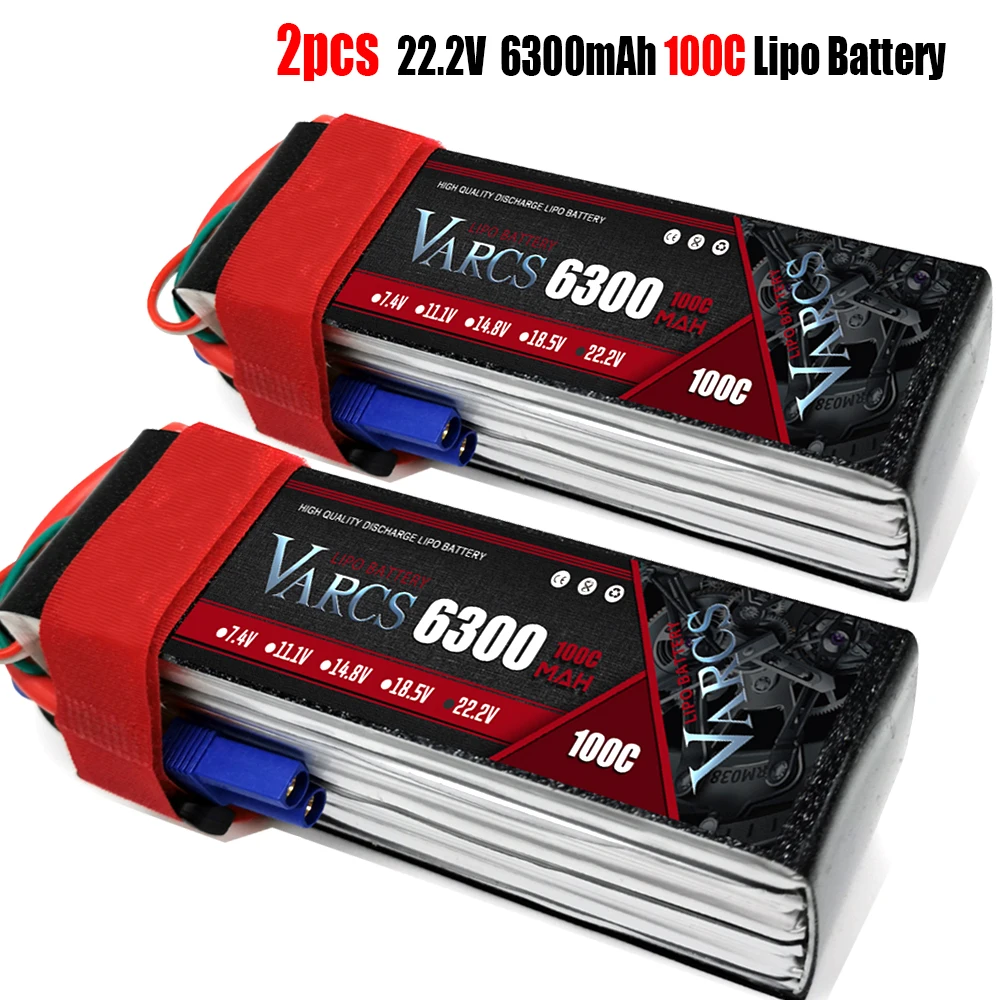 

2PCS VARCS Lipo Batteries 2S 7.4V 11.1V 14.8V 22.2V 6300mAh 100C/200C for RC Car Off-Road Buggy Truck Boats salash Drone Parts