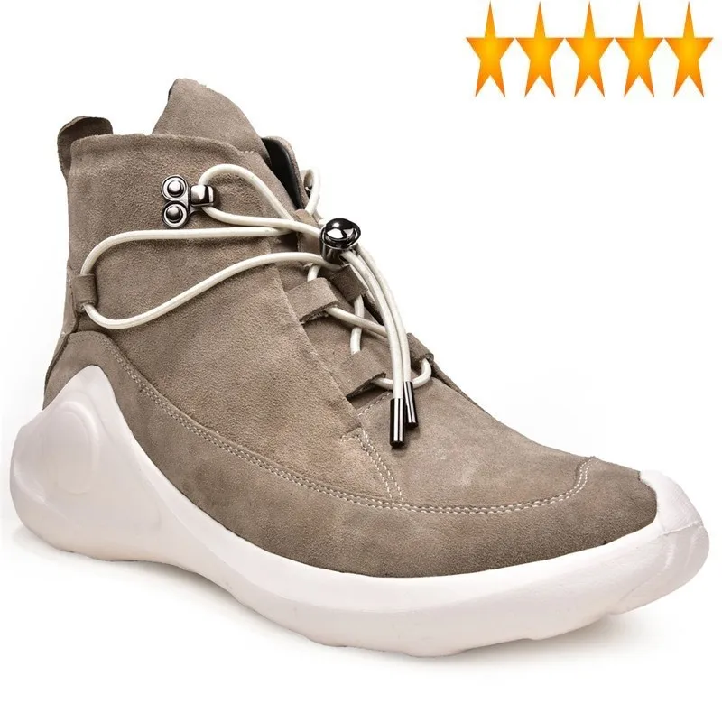 

High Spring Mens Top Fashion Platform Lace Up Casual Sneakers Brand Male Joggers Cow Genuine Leather Skateboard Shoes