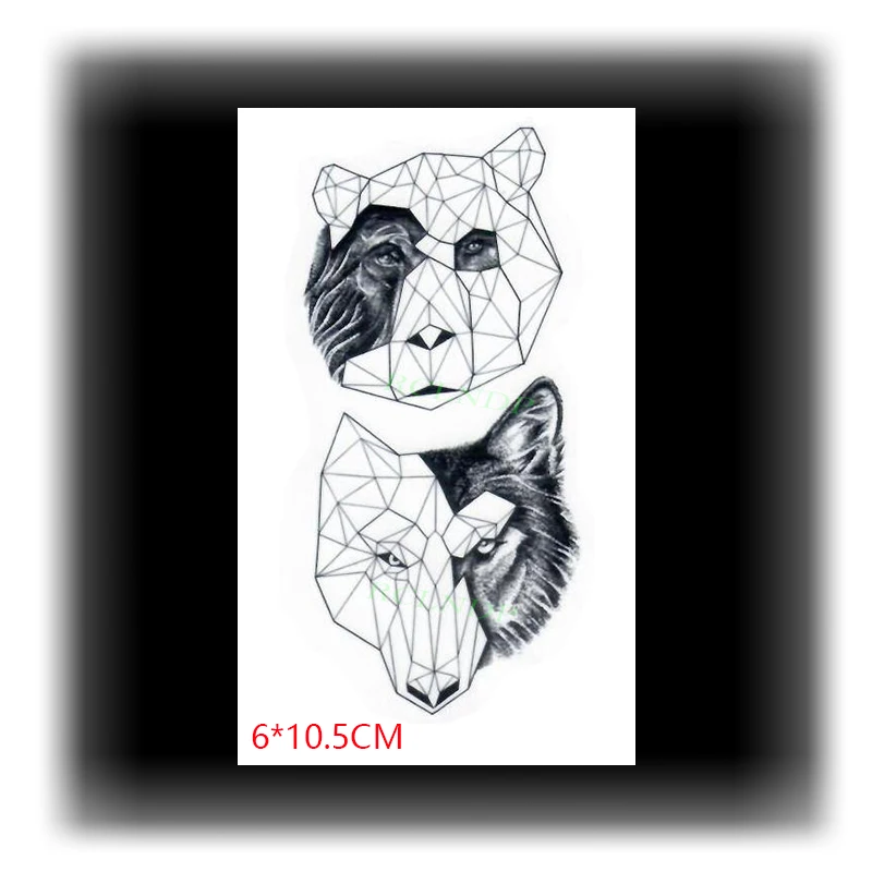 Водонепроницаемый Временные татуировки-наклейки ins &quotпанда&quot Волк в