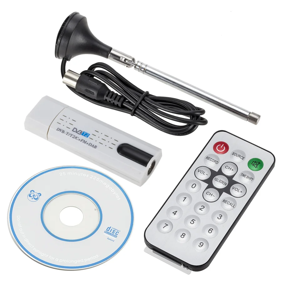 Цифровой спутник DVB t2 USB TV Stick тюнер с антенной дистанционный HD приемник