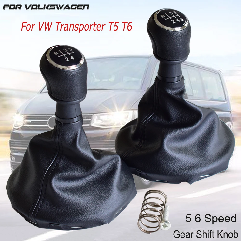 

2023 For VW Transporter Multivan Caravelle T5 2003 2004 2005 2006 2007 2008 2009 2010 Car 6 Speed Gear Stick Shift Knob Leather