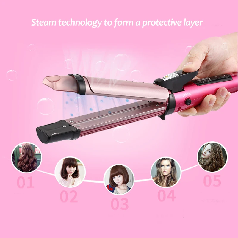Professional 2 IN1 Hair Straightener Curler Multifunctional Electric Splint Straightening Perm Styling Tools 35D | Красота и здоровье
