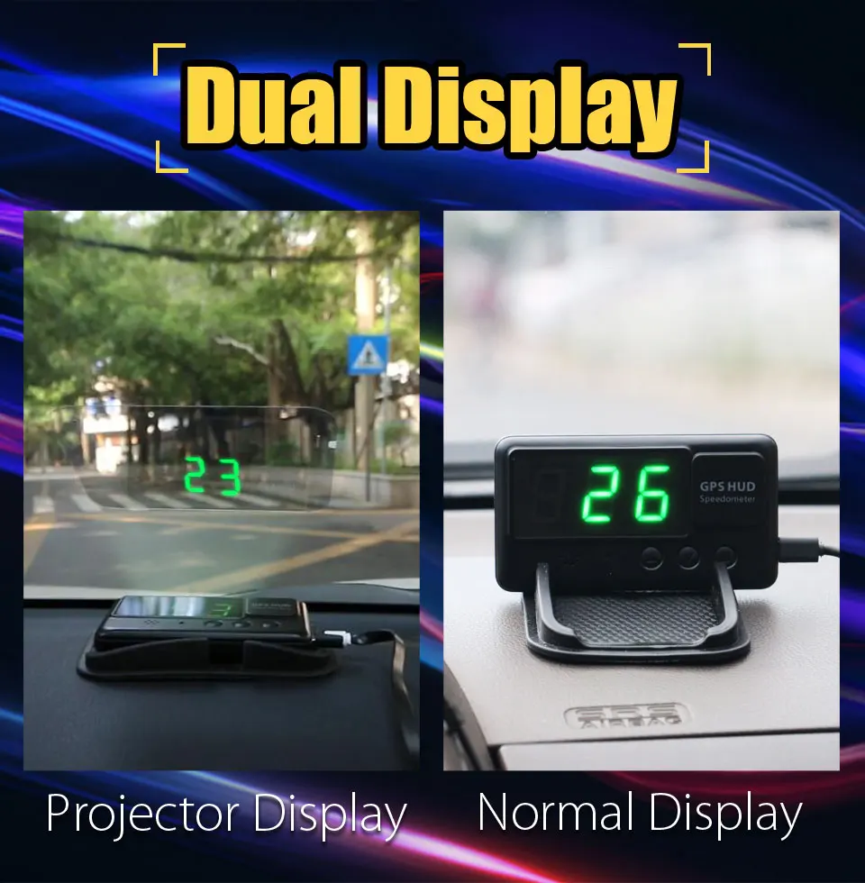 Автомобильный HUD Дисплей автомобильный универсальный gps спутниковый измеритель скорости HD Скорость ing сигнализация C60