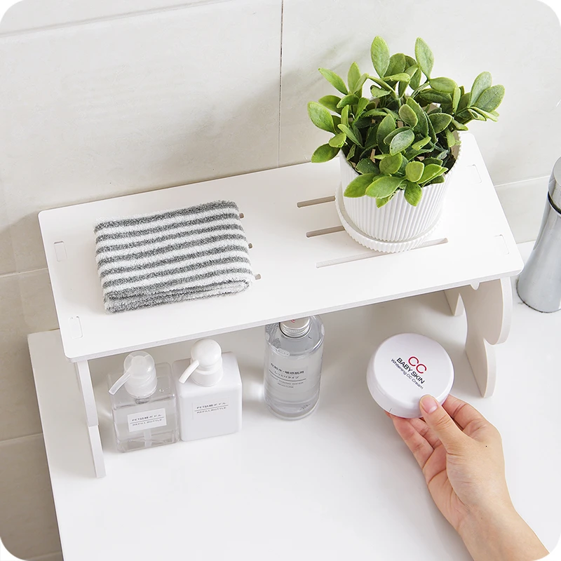 Белая деревянная полка для хранения мусора ванной органайзер настольного