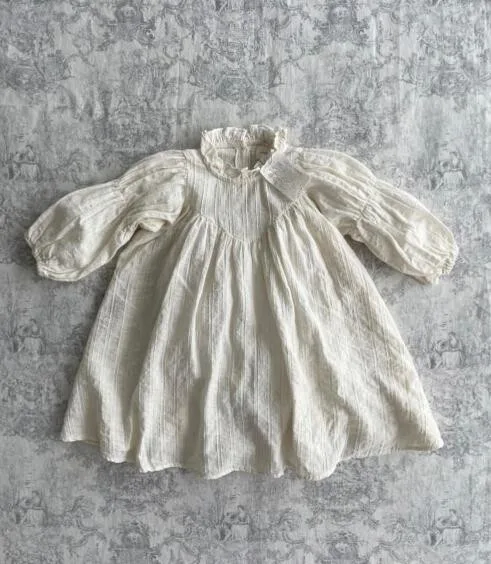 

Dress Full Sleeve Knee Length Pullover A-line Solid Regular Cotton New Fashion Simple Sweet Spring Autumn Children Girls