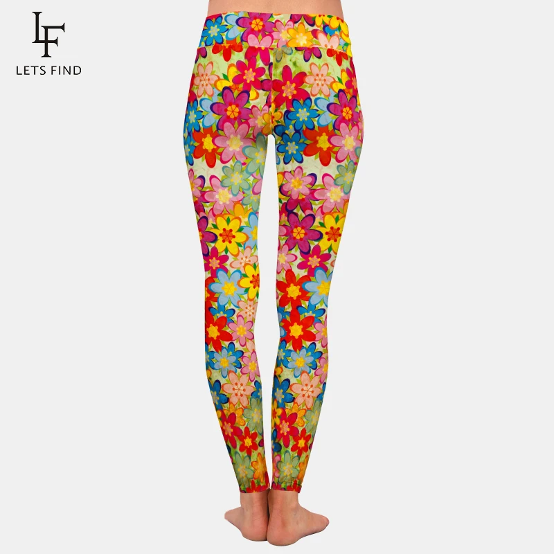 LETSFIND Новое поступление модные женские леггинсы с высокой талией 3D Цветные