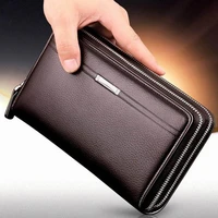 fashion faux leather men bag large capacity card cash holder long wallet