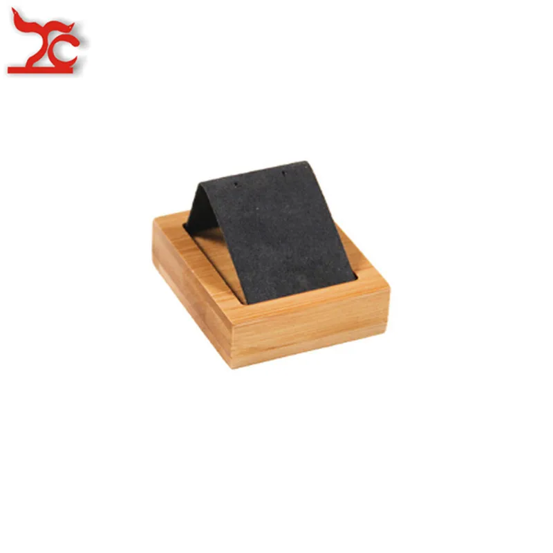 Dk grey 1 Slot Высокое качество Экологичные бамбуковые бархатные ювелирные изделия Дисплей стенд серьги уха Стад ювелирных изделий Организатор хранения стойки держатель лоток - Color: Dk grey 1 Slot