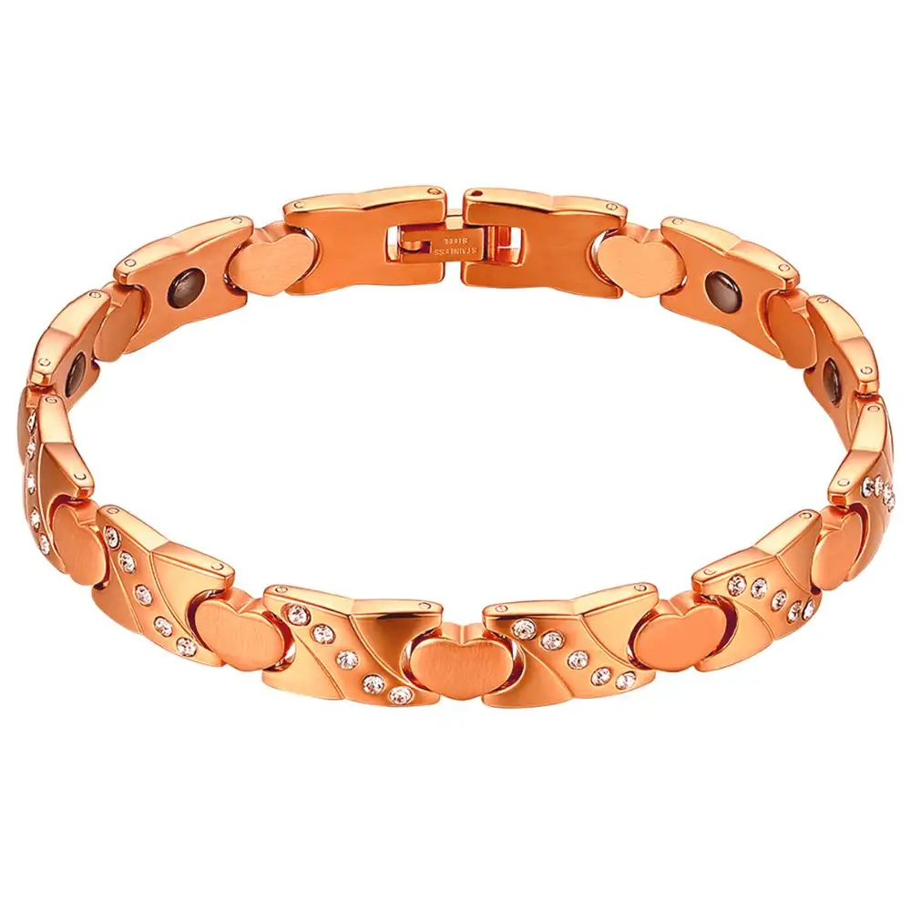 

BONISKISS Magnetic Bracelet Femme Energy Magnet Stone Bracelet Ladies Heart Golf Bracelet Stainless Steel Bracelet for Women