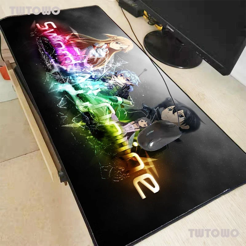 

900X400X2MM Sword Art Online Sao Anime Mouse Pad Gamer Large Lock Edge Gaming MousePad XXL Laptop Desk Mat Keyboard Pad