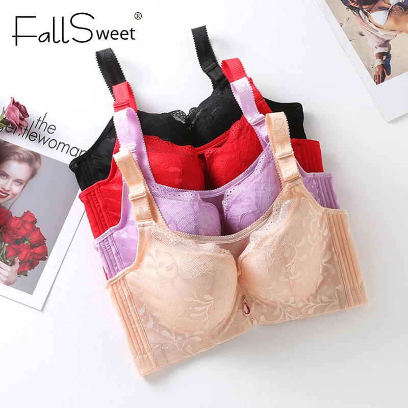 Женские кружевные бюстгальтеры FallSweet, бюстгальтеры с большими чашечками E, F, кружевное женское нижнее белье, белье для женщин, обхват груди 105, 110