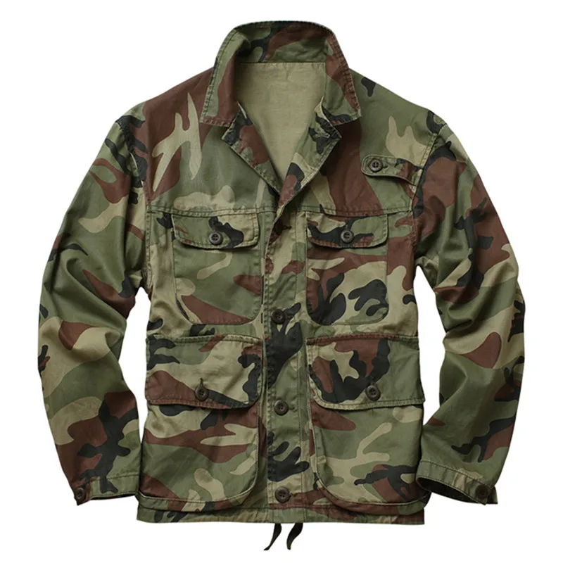 Men's Camo Military Jackets Coats Long Sleeve Spring Autumn Hunting Hiking Casual Camouflage Army Tactical Outer Wear Plus Size