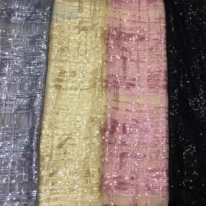 Блестящая Тюлевая ткань с вышивкой в полоску и блестками для фаты юбка вечеринки
