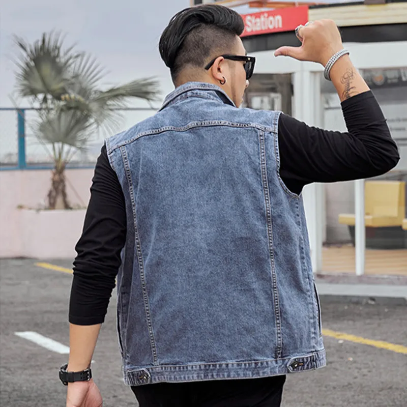 Жилет мужской джинсовый для молодых людей Приталенный жилет из денима Джинсовая