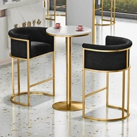 luxury pink grey soft velvet casting iron golden metal armchair living room chair bar chair dresser coffee leisure bar stool