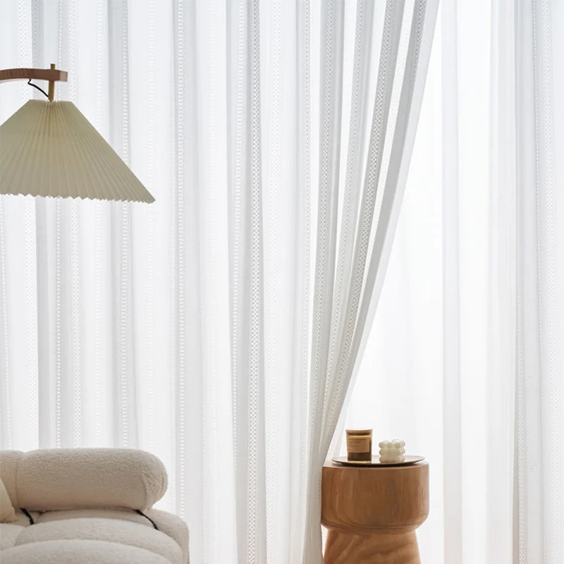 

Modern light luxury bedroom simple living room bedroom blackout white screen curtain bay window balcony curtain decoration