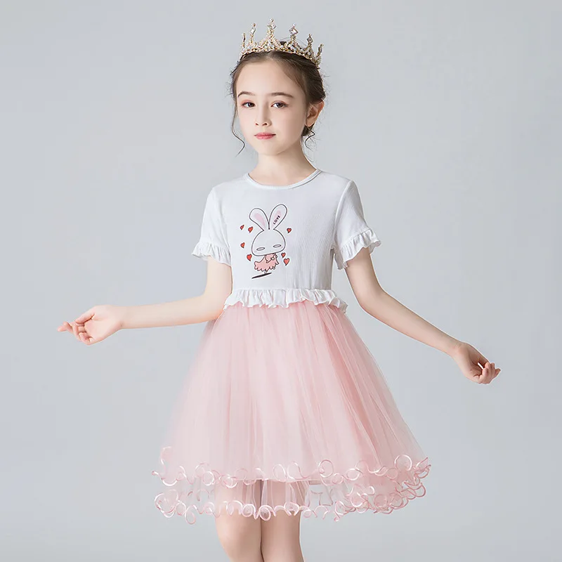 

Baby Casual Clothes Summer Lolita Dresses 2020 New Japanese Kawaii Rabbit Cute Anime Short Sleeves Pink White Kids Girls Dress