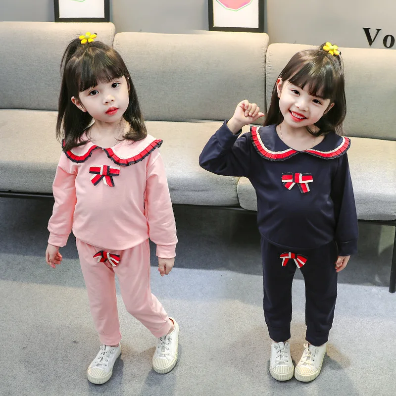 

Baby Girl Clothes Spring Autumn 2020 new Korean Baby Long Sleeve Bodysuit Lapel Top+Pants two piece baby suit 6Months-4 Years