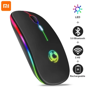 xiaomi wireless mouse bluetooth rgb rechargeable mouse wireless computer silent mause led backlit ergonomic gaming mouse laptop free global shipping