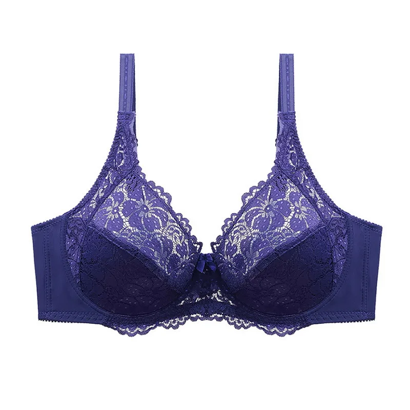

Womens Floral Lace Bras Perspective Underwire Bra Sexy Lingerie Plus Size Bralette Large Cup 38-46 E F