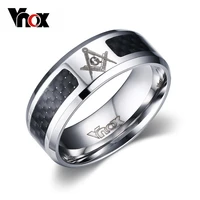 vnox masonic men ring stainless steel carbon fiber 8mm punk male jewelry us size 4 5 6 7 8 9 10 11 12