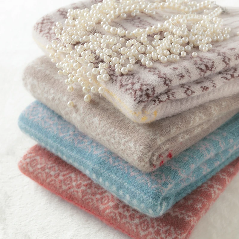 Свитер женский новый плотный пуловер Свободный Ретро жаккардовый с воротником