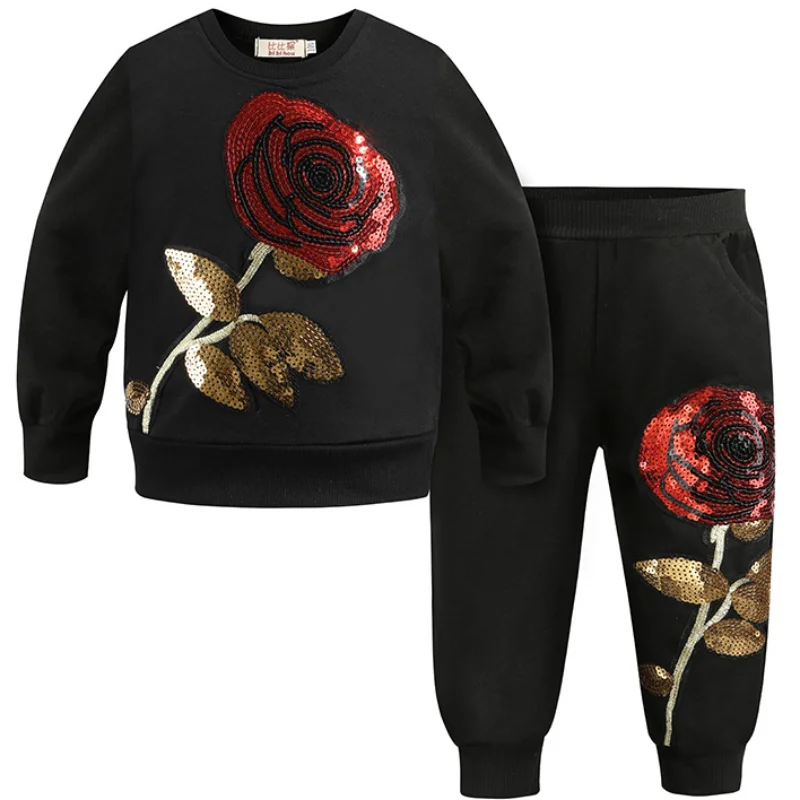 Детская одежда спортивный комплект из двух предметов для девочек с блестками