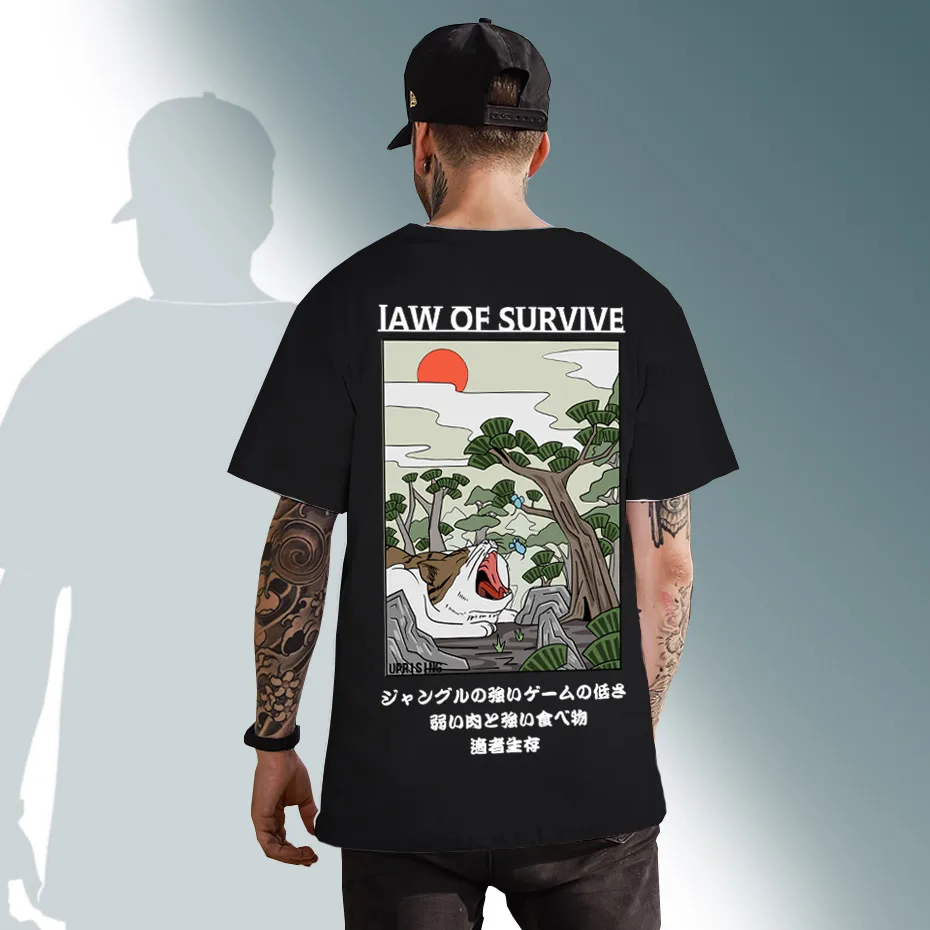 Футболка мужская с японской вышивкой модная тенниска 3d в стиле Харадзюку