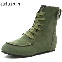 autuspin fashion winter boots women high quality nubuck ankle boot for ladies outdoor casual shoes black green khaki plus size