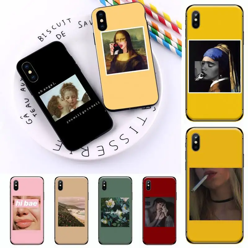 van Gogh Mona Lisa Angel Great art aesthetic Phone Case for iPhone 11 12 mini pro XS MAX 8 7 6 6S Plus X 5S SE 2020 XR