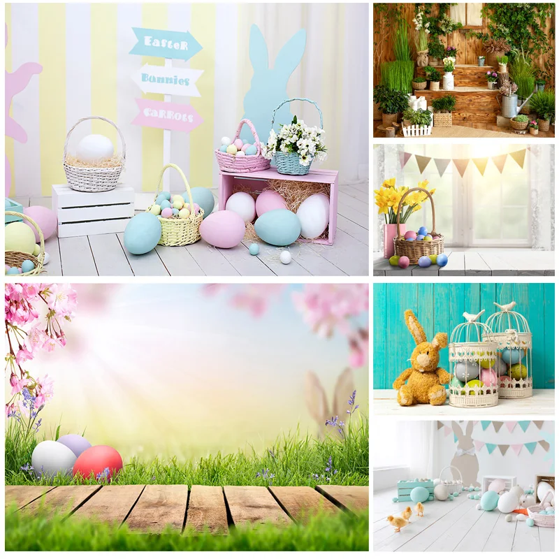 

SHENGYONGBAO Easter Eggs Rabbit Photography Backdrops Photo Studio Props Spring Flowers Child Photo Backdrops 21318FH-36