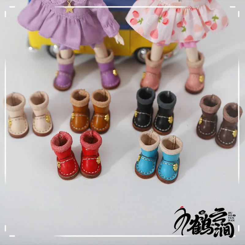

New 1/12bjd Bjd Doll Shoes High Top Handmade Leather Cowhide Boots Obitsu 11 Shoes OB11 Size GSC Doll 11cm Body 9
